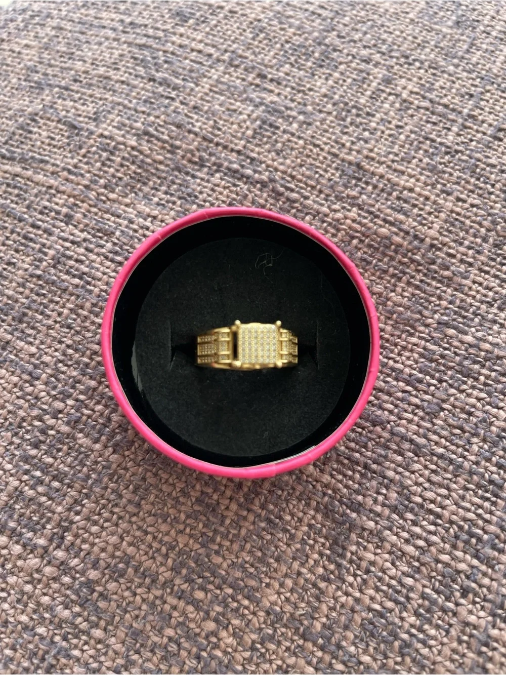 Sharper Image Gold Pavé Square-Top Statement Ring